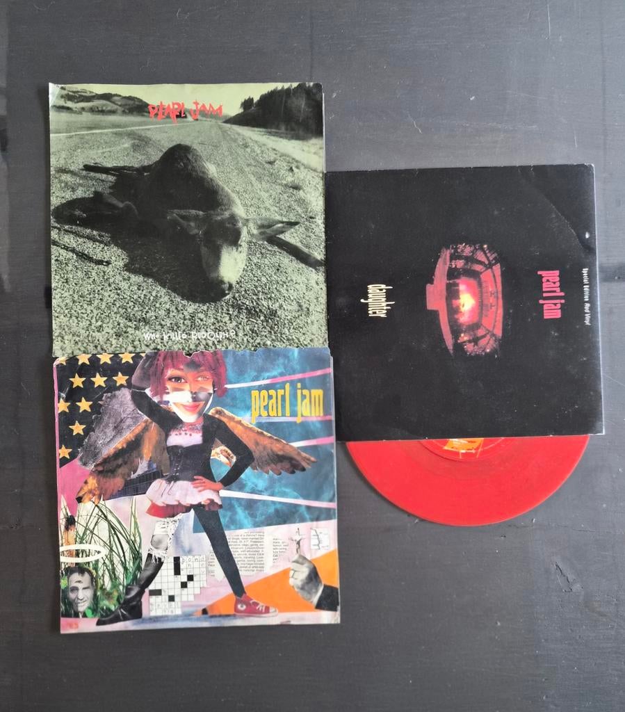 Pearl Jam vinyl singles set – Ten Club + Daughter red vinyl, Ophalen of Verzenden, 1985 tot 2000, Gebruikt, Overige formaten
