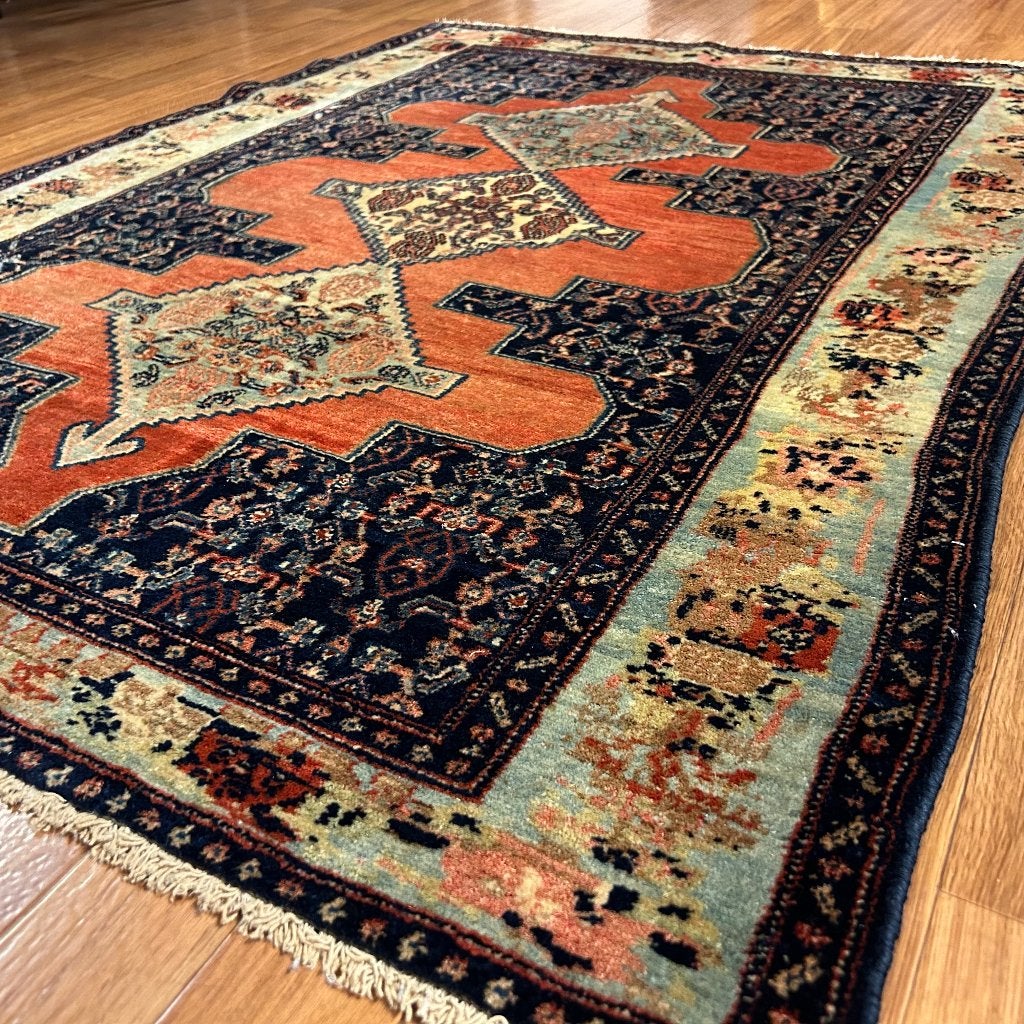 perzisch tapijt senneh - 150 x 110 cm - Gratis bezorgd, TTM Wonen, Meubels – (Perzische) Tapijten en Woonaccessoires, Blauw, 100 tot 150 cm