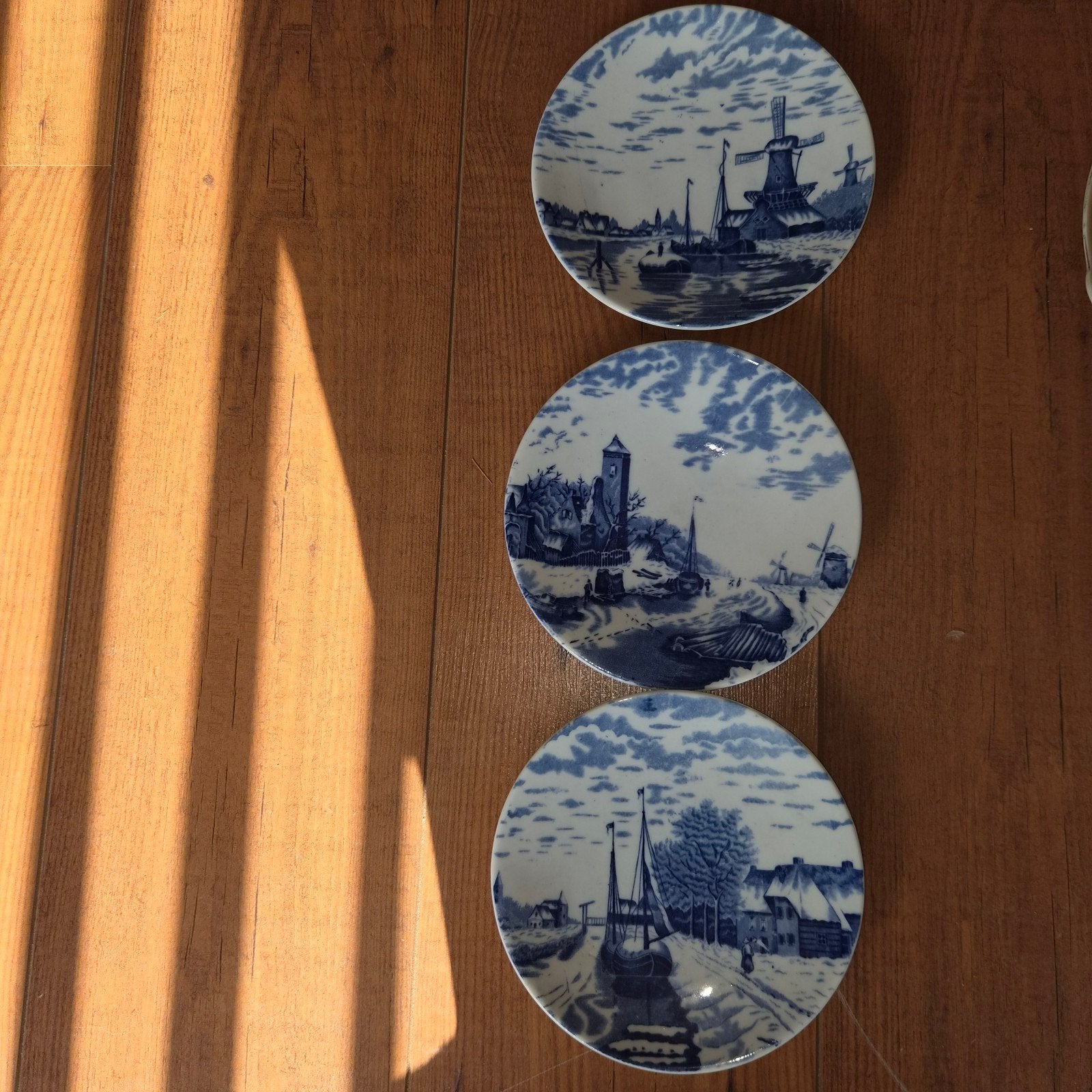 Set van 3 Delfts Blauwe Wandborden - Hollandse Scènes, Ophalen of Verzenden