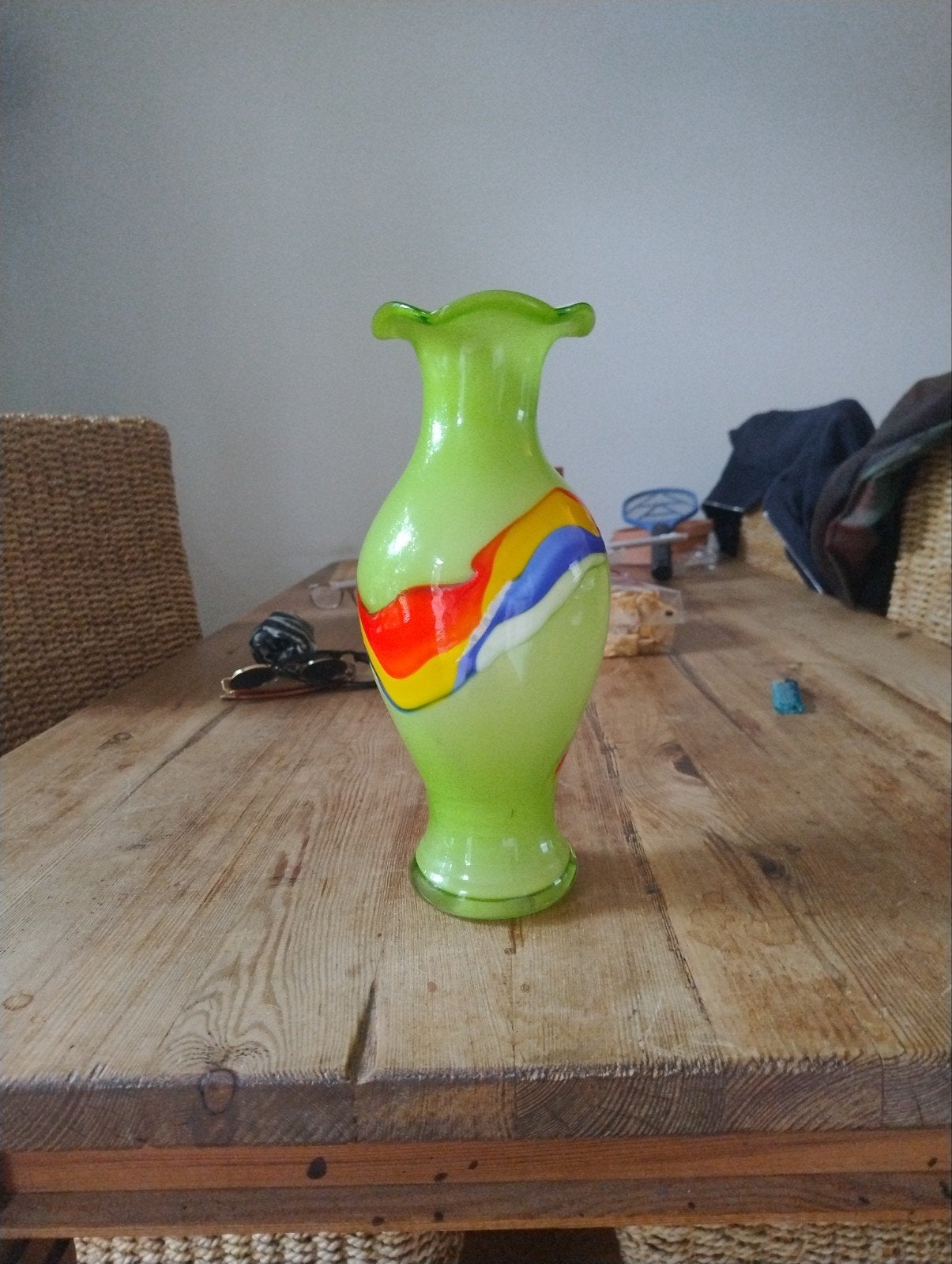 Vintage glazen vaas, jaren '60-'70, geurrijke band, Ophalen of Verzenden
