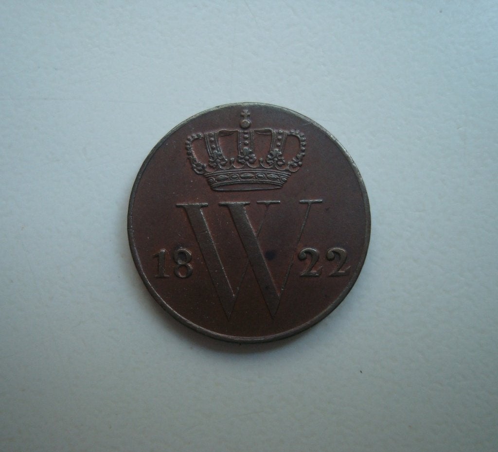 1/2 cent 1822U FDC, Postzegels en Munten, Munten | Nederland, Ophalen, Koning Willem I, Overige waardes