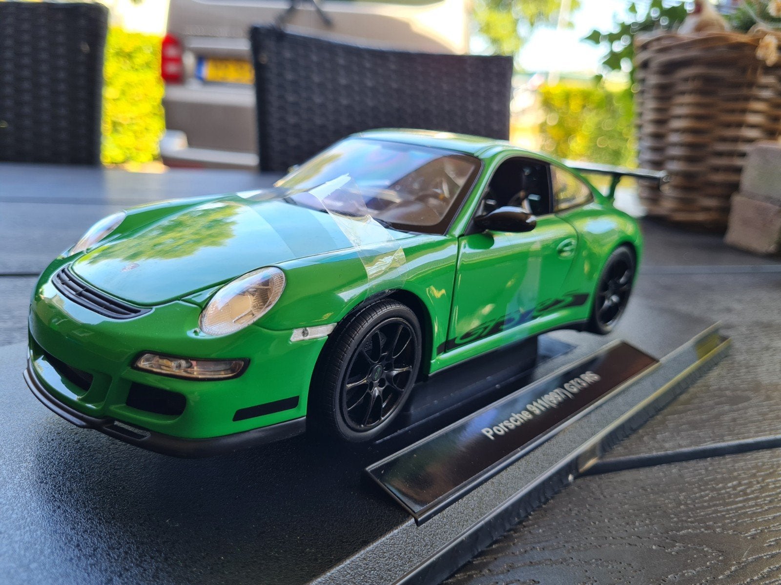 1:18 Porsche 911 (997) GT3 RS Groen Welly, Hobby en Vrije tijd, Modelauto's | 1:18, Ophalen of Verzenden, Nieuw, Auto, Welly