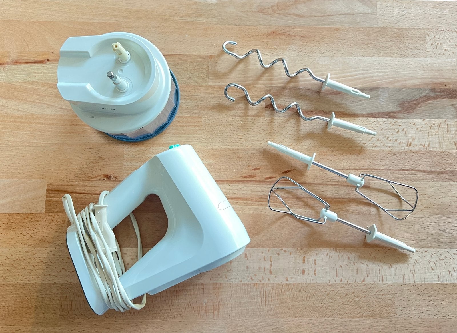 Braun Multi Mix 350W met hakmolen, kloppers en kneedhaken, Minder dan 1 liter, Ophalen of Verzenden, Gebruikt, 3 snelheden of meer