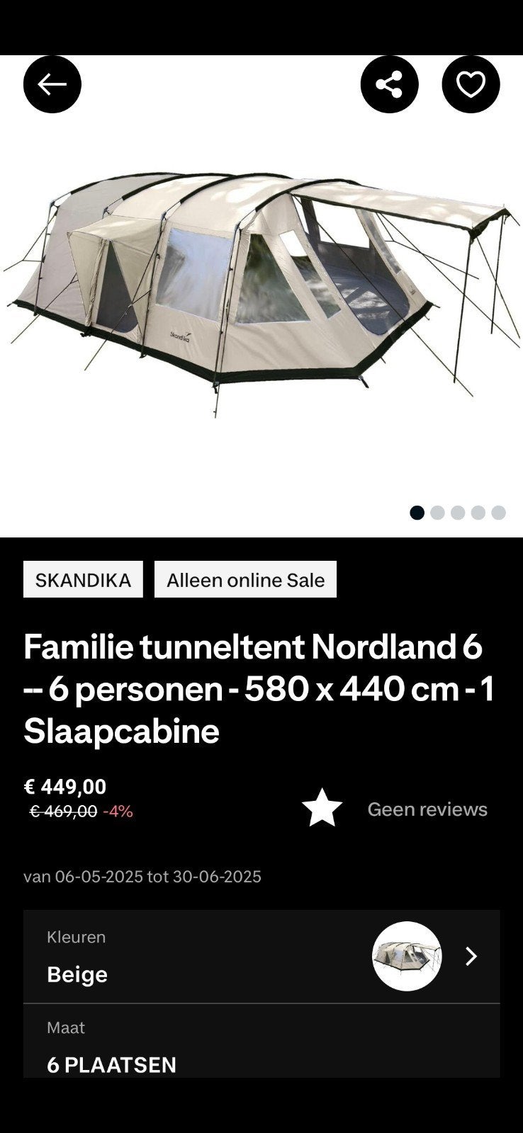Tent 6 personen, Ophalen, Zo goed als nieuw