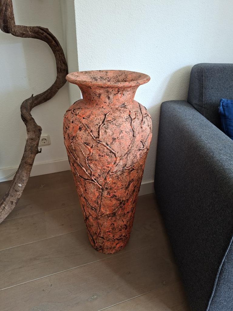 aardewerk vaas uit Indonesië – Rustic Bronze, Overige kleuren, Aardewerk of Porselein, Ophalen of Verzenden, Zo goed als nieuw