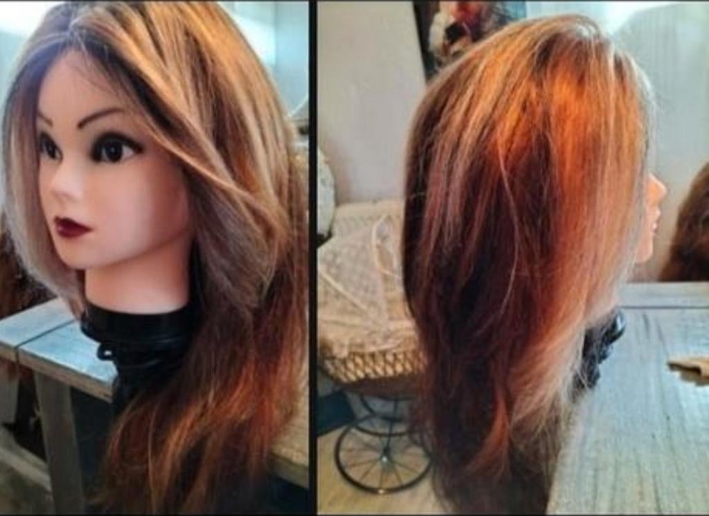 Pruik van menselijk haar op paspop, Ophalen of Verzenden, Gebruikt, Pruik of Haarverlenging
