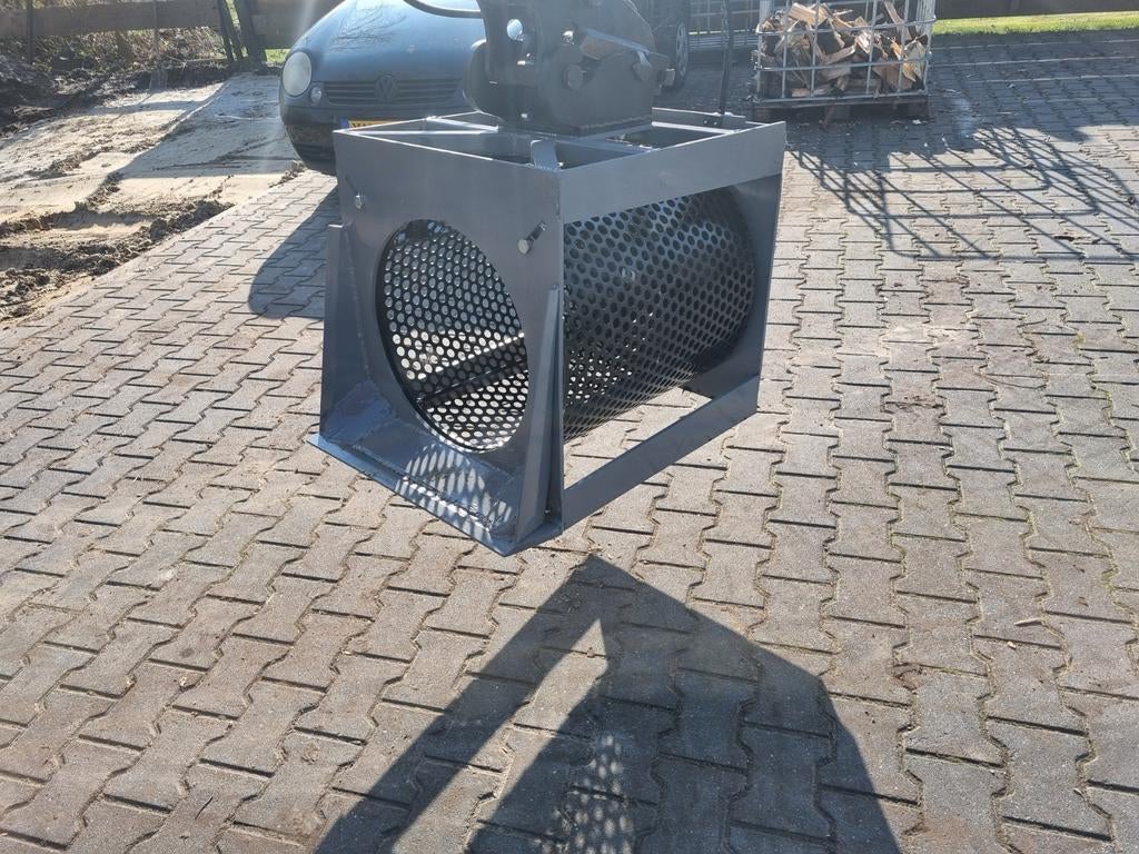 Puinbak op maat hark/schep grondzeef, Ophalen, Graafmachine