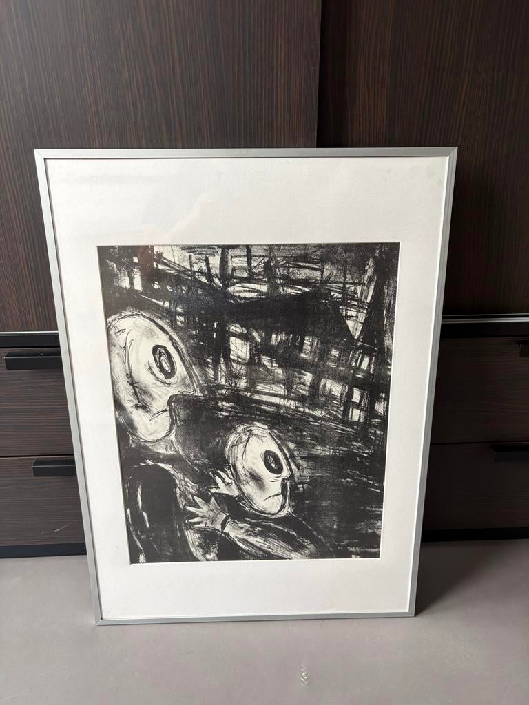 Clara van den Bosch - Moeder en kind (zwart-wit litho), Antiek en Kunst, Kunst | Tekeningen en Foto's, Ophalen