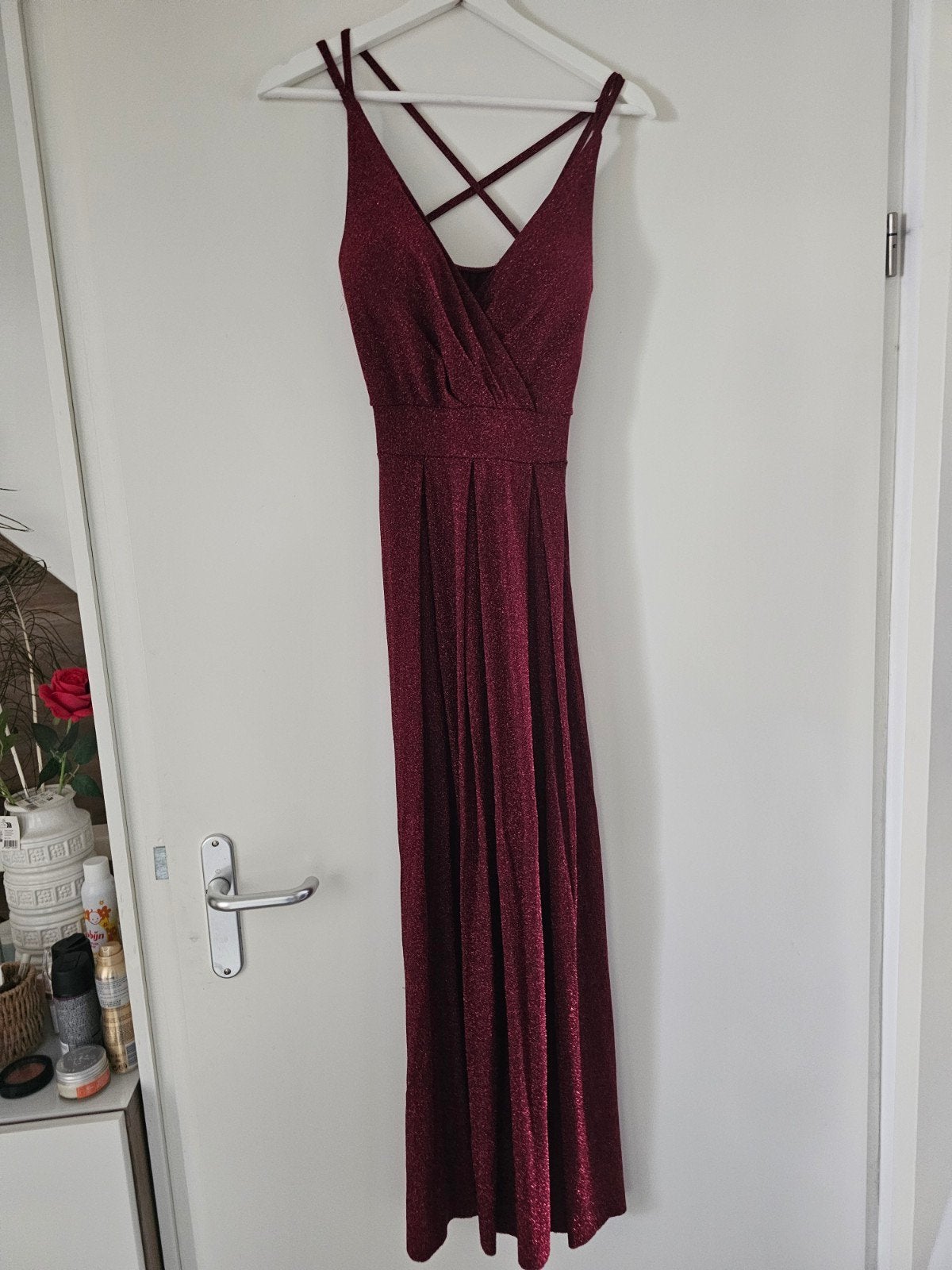 Gala jurk (M/L), Ophalen of Verzenden, Zo goed als nieuw, Rood, Onder de knie