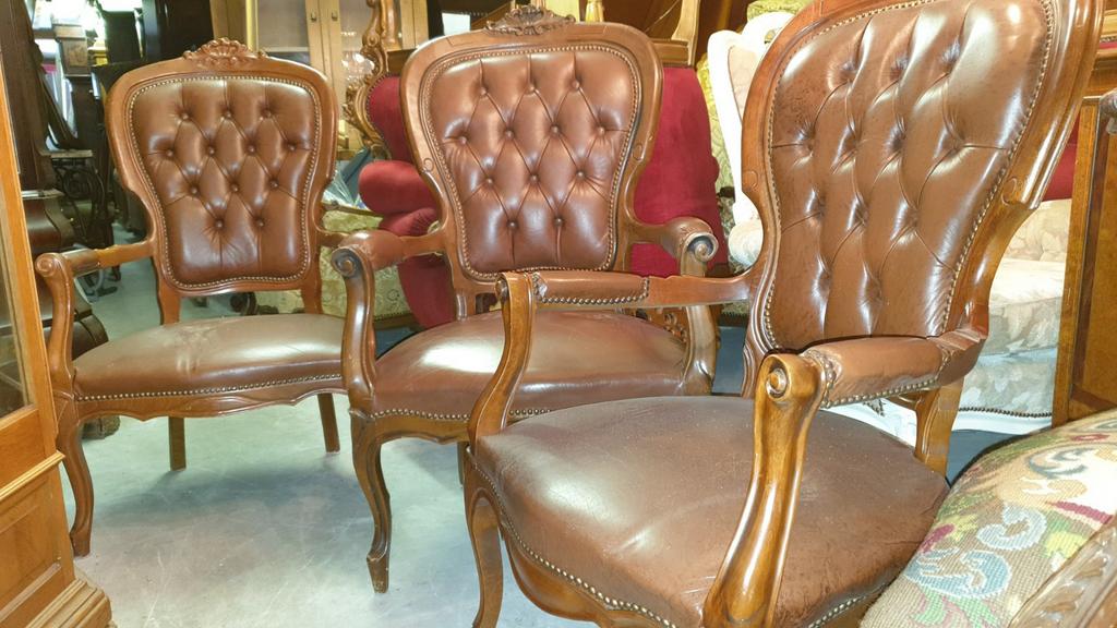 Barok fauteuils, Huis en Inrichting, Fauteuils, Zo goed als nieuw, Leer, Stof, 75 tot 100 cm, Ophalen