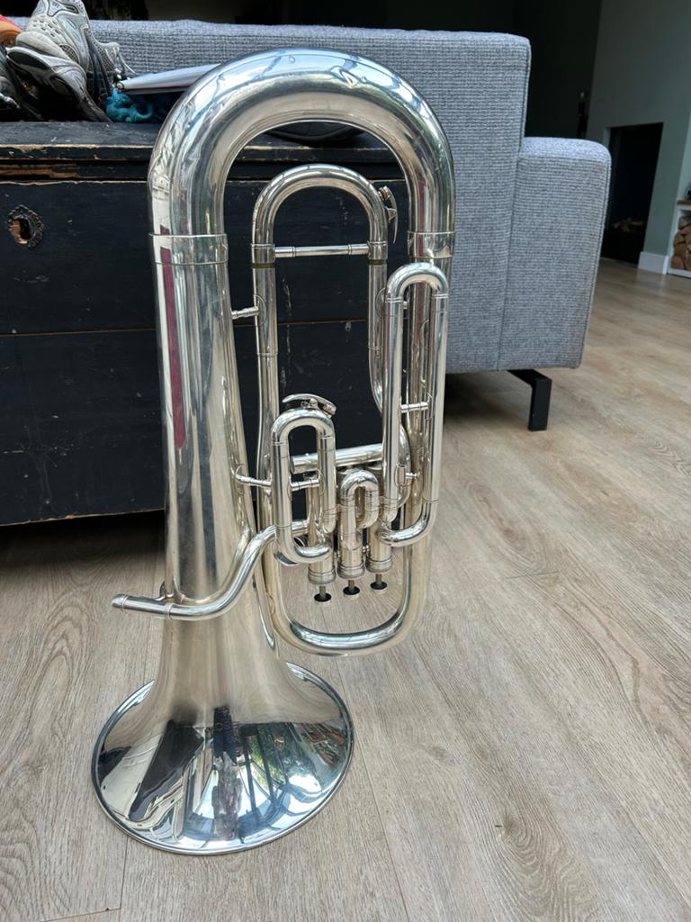 Besson Euphonium - 762 - 814040  Zilverkleurig met Koffer, Ophalen of Verzenden, Gebruikt, Koperblazer, Met koffer of draagtas