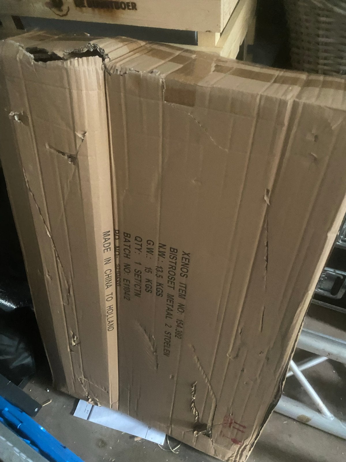 Bistroset grijs - tafel + 2 stoelen - nieuw in doos, 2 zitplaatsen, Overige materialen, Eettafel, Nieuw