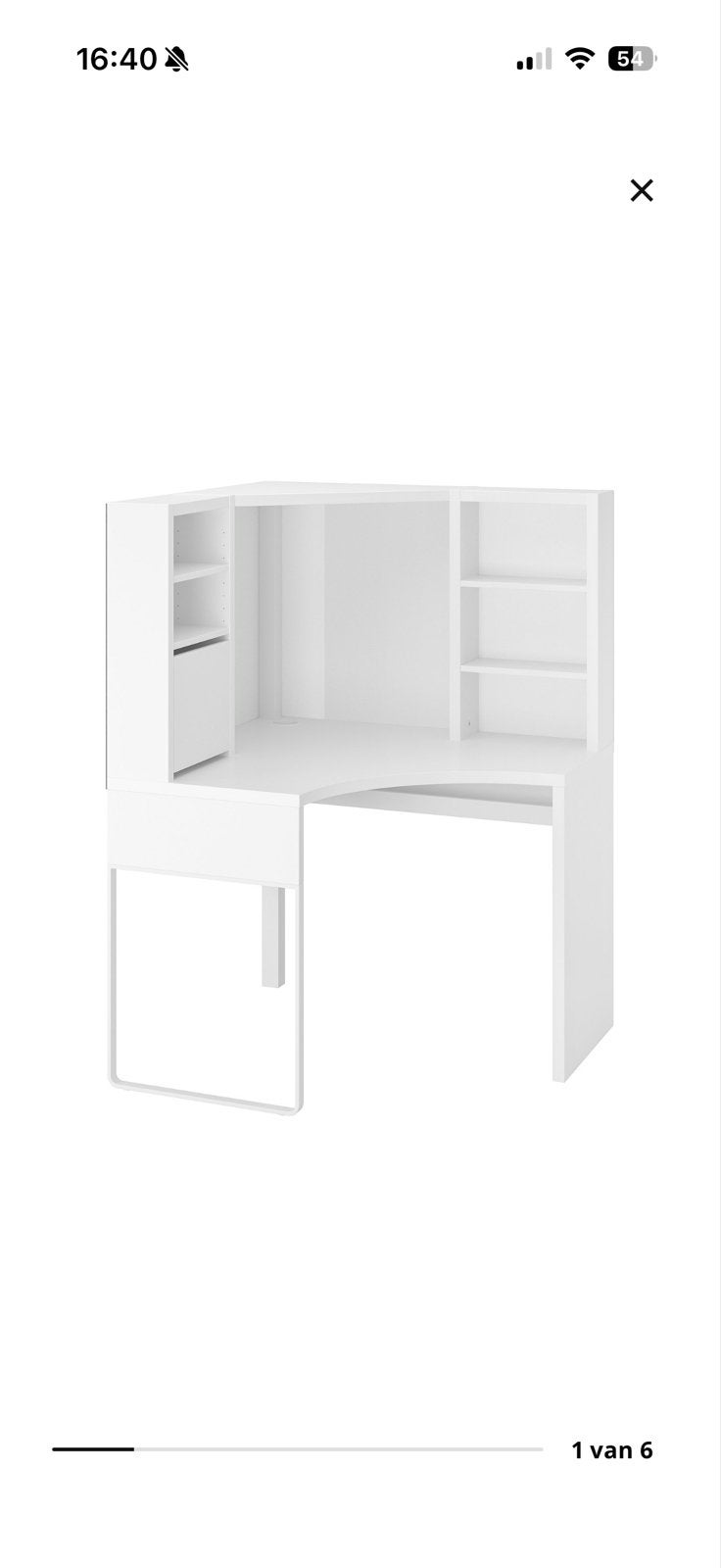 IKEA Micke Hoekbureau Wit met Opbergruimte, Ophalen, Opbergruimte, Gebruikt, Spaanplaat of MDF