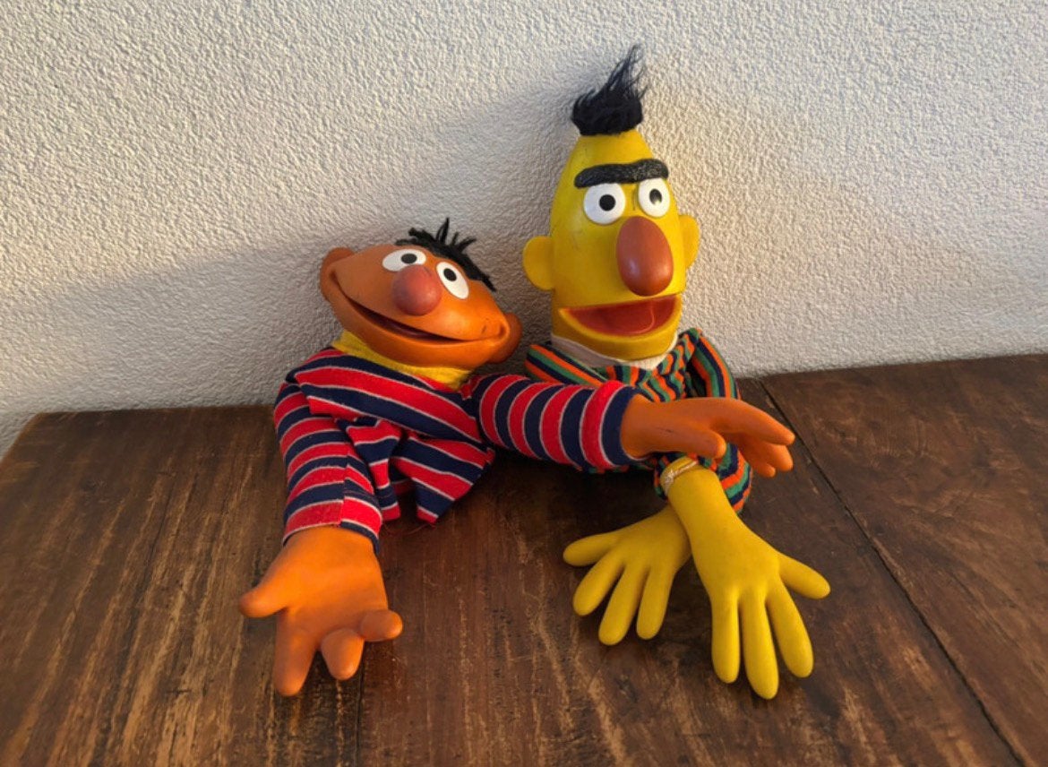 Bert & Ernie Vintage Muppets inc. jaren ‘70, Ophalen of Verzenden, Zo goed als nieuw