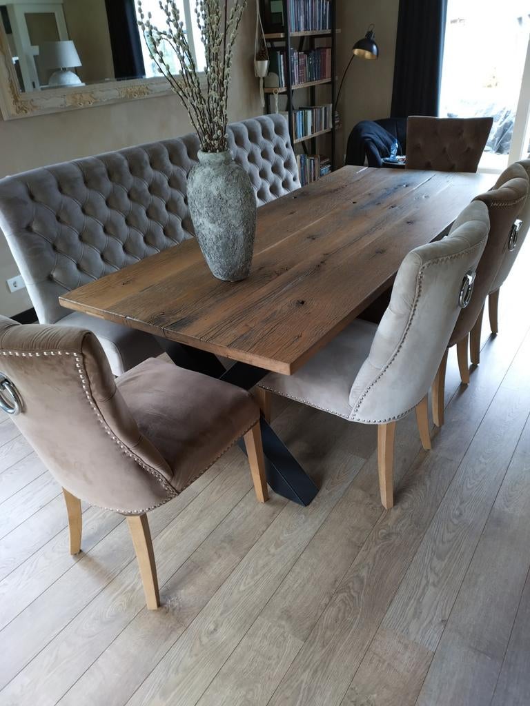 Eikenhouten eettafel wagon planken zeer mooi, Huis en Inrichting, Tafels | Eettafels, Ophalen, 200 cm of meer, 50 tot 100 cm, Zo goed als nieuw