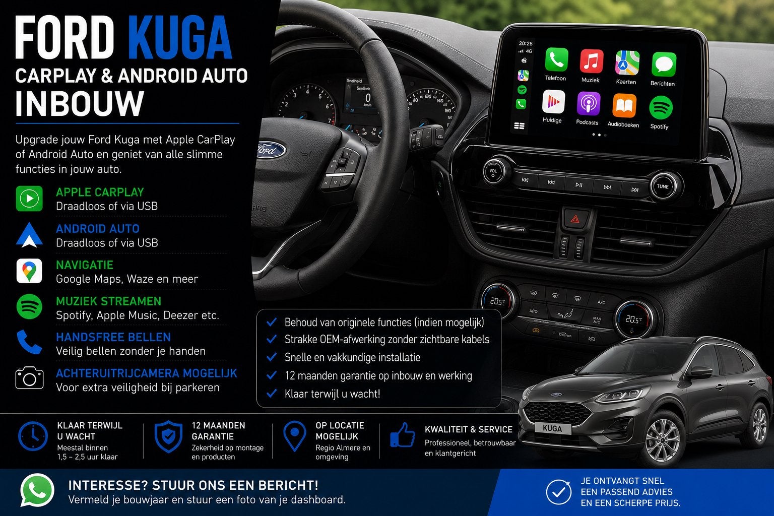 Ford Kuga CarPlay & Android Auto Inbouw, Auto diversen, Ophalen, Nieuw
