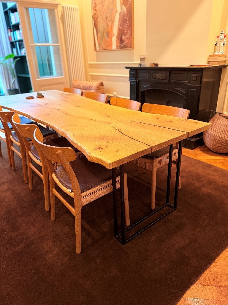 VANOUDS Amsterdam massief eiken boomstamtafel 280 cm, Huis en Inrichting, Eikenhout, 200 cm of meer, Zo goed als nieuw, Vijf personen of meer