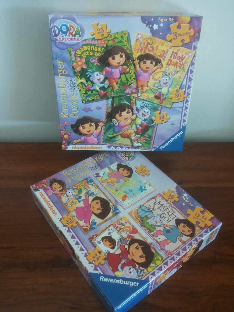 2 Ravensburger Dora puzzels, Ophalen of Verzenden, Meer dan 50 stukjes, Zo goed als nieuw