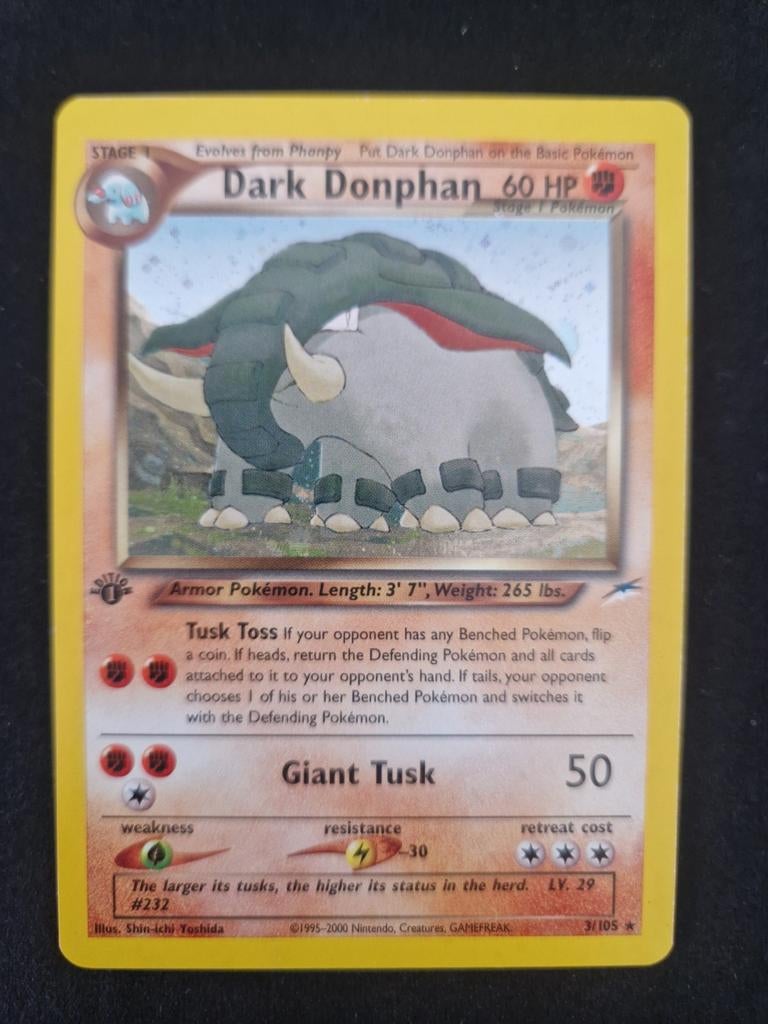 Dark Donphan 1st edition Holo. Neo Destiny tcg Pokémon, Ophalen of Verzenden, Zo goed als nieuw, Losse kaart, Foil