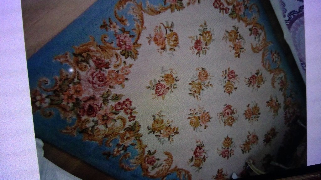 Vintage vloerkleed met bloemen, Ophalen, Gebruikt, 100 tot 150 cm, Vintage