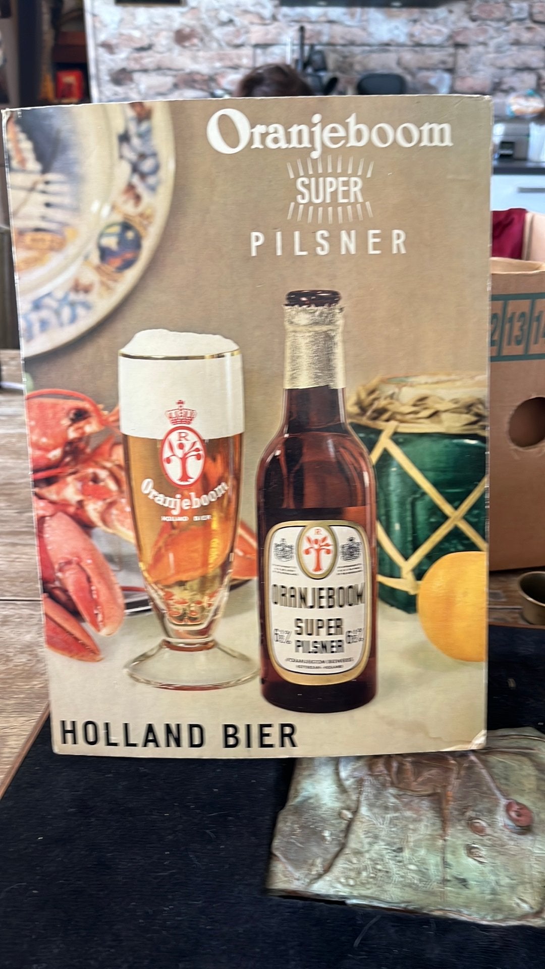 Kartonnen toonbank display “Super pilsener Oranjeboom”