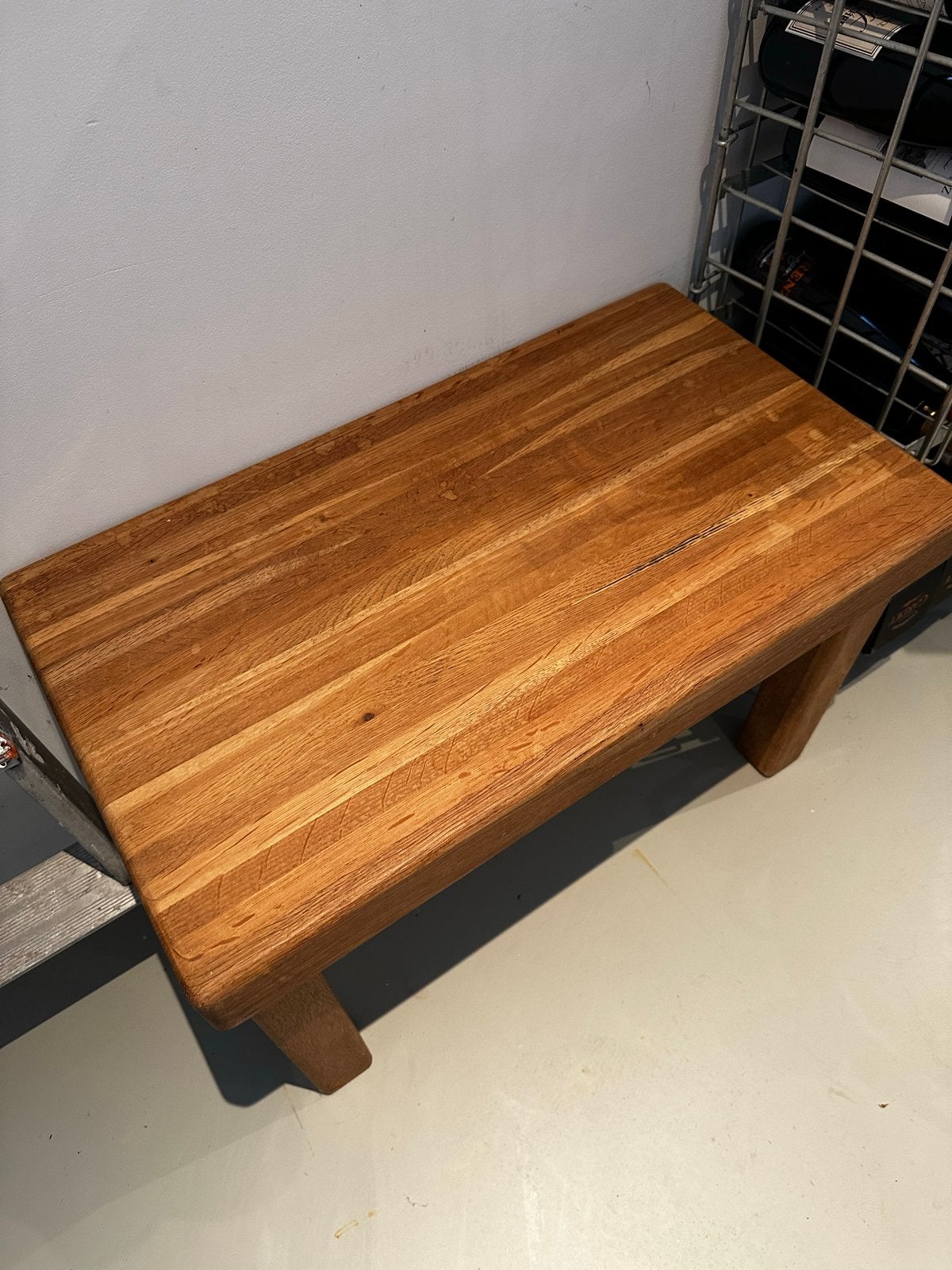 Massief Eikenhouten Bijzettafel / Bankje - 40x70x47cm, Gebruikt, 55 tot 75 cm, Rechthoekig, Hout