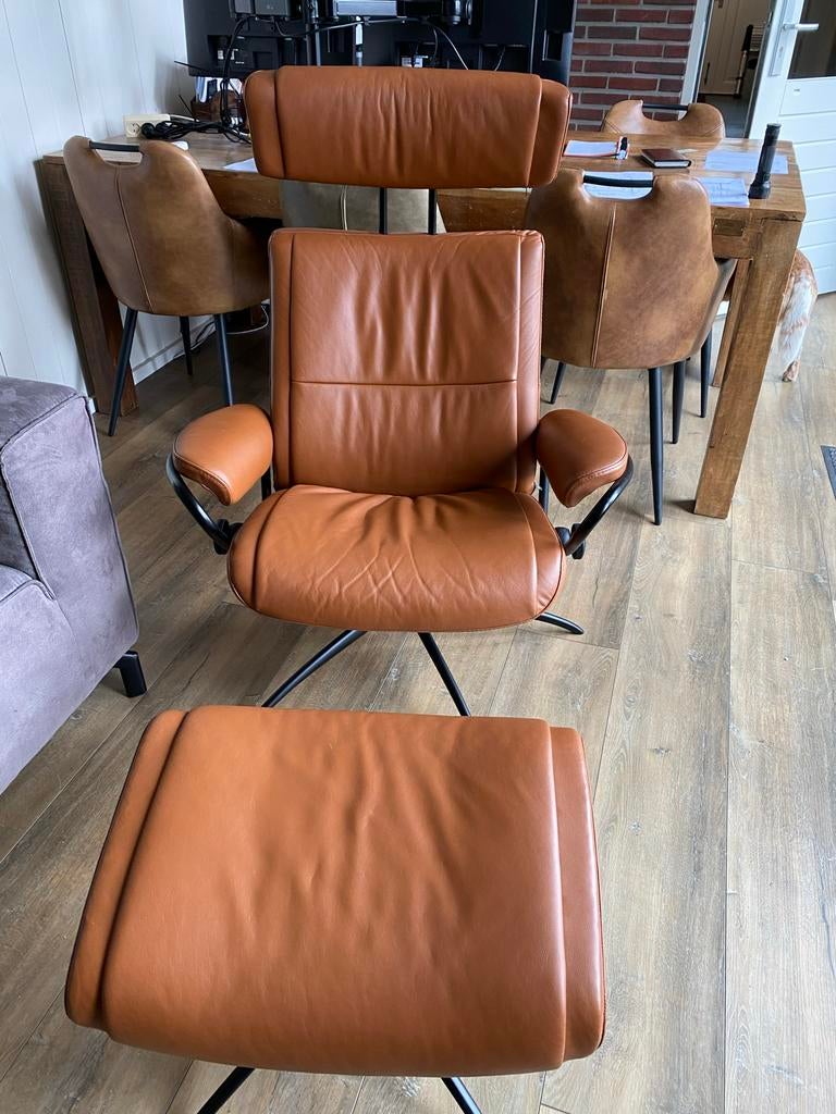 Stresless Paris Low Back relaxstoel met hocker, Huis en Inrichting, Fauteuils, Ophalen of Verzenden, Zo goed als nieuw, Leer, 75 tot 100 cm