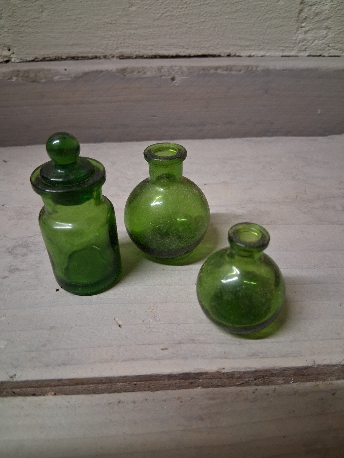 3 glazen flessen/potten voor in de letterbak, Ophalen of Verzenden, Zo goed als nieuw, Poppenhuis