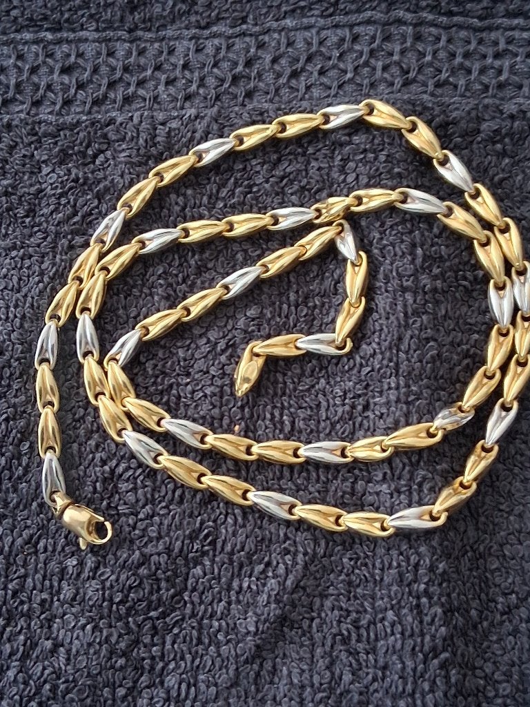 ketting geel en wit goud 14 k, Ophalen, Zo goed als nieuw, Geel, Goud