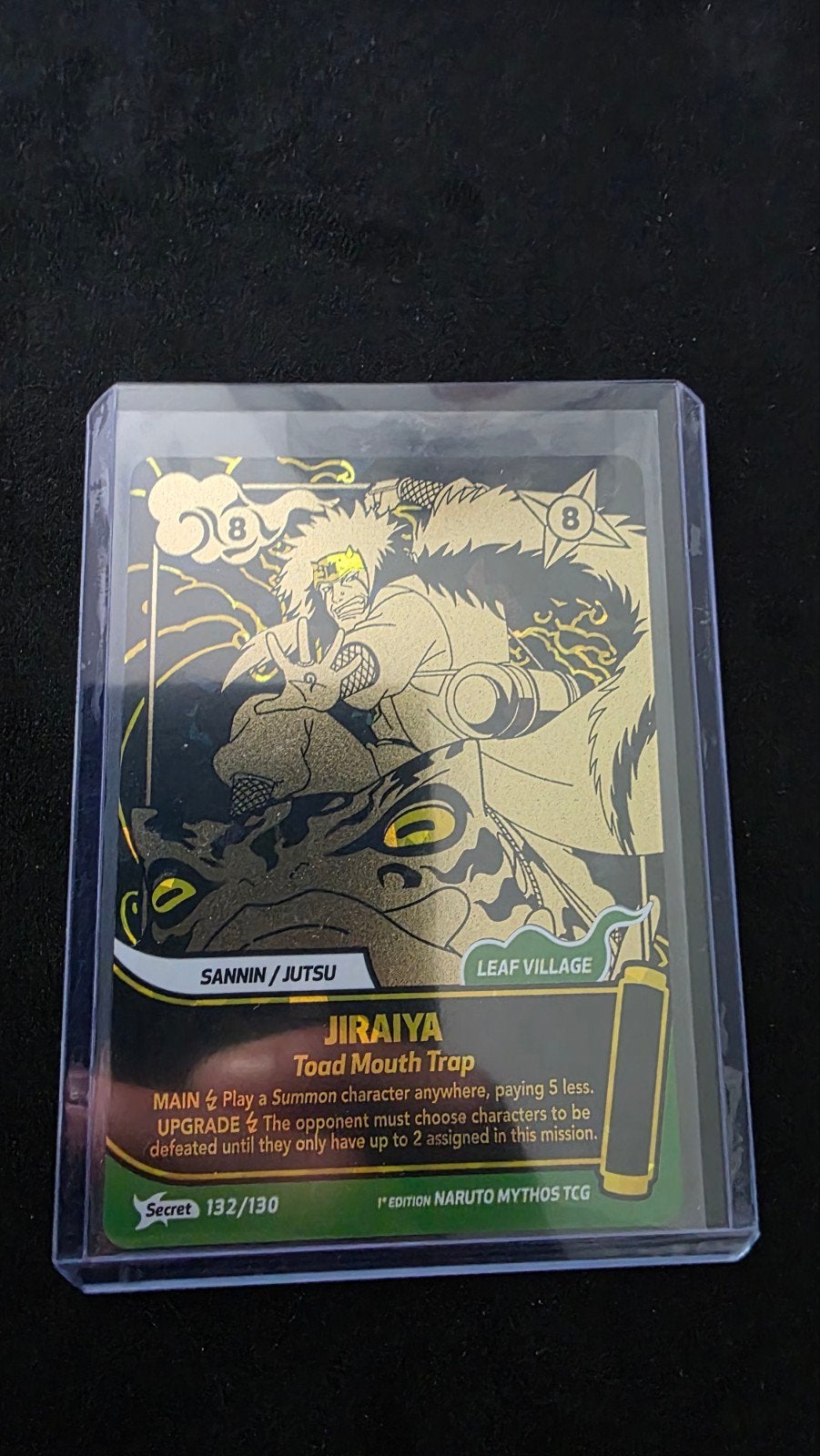 Naruto Mythos Jiraiya Secret 132/130, Ophalen of Verzenden, Zo goed als nieuw, Losse kaart, Foil