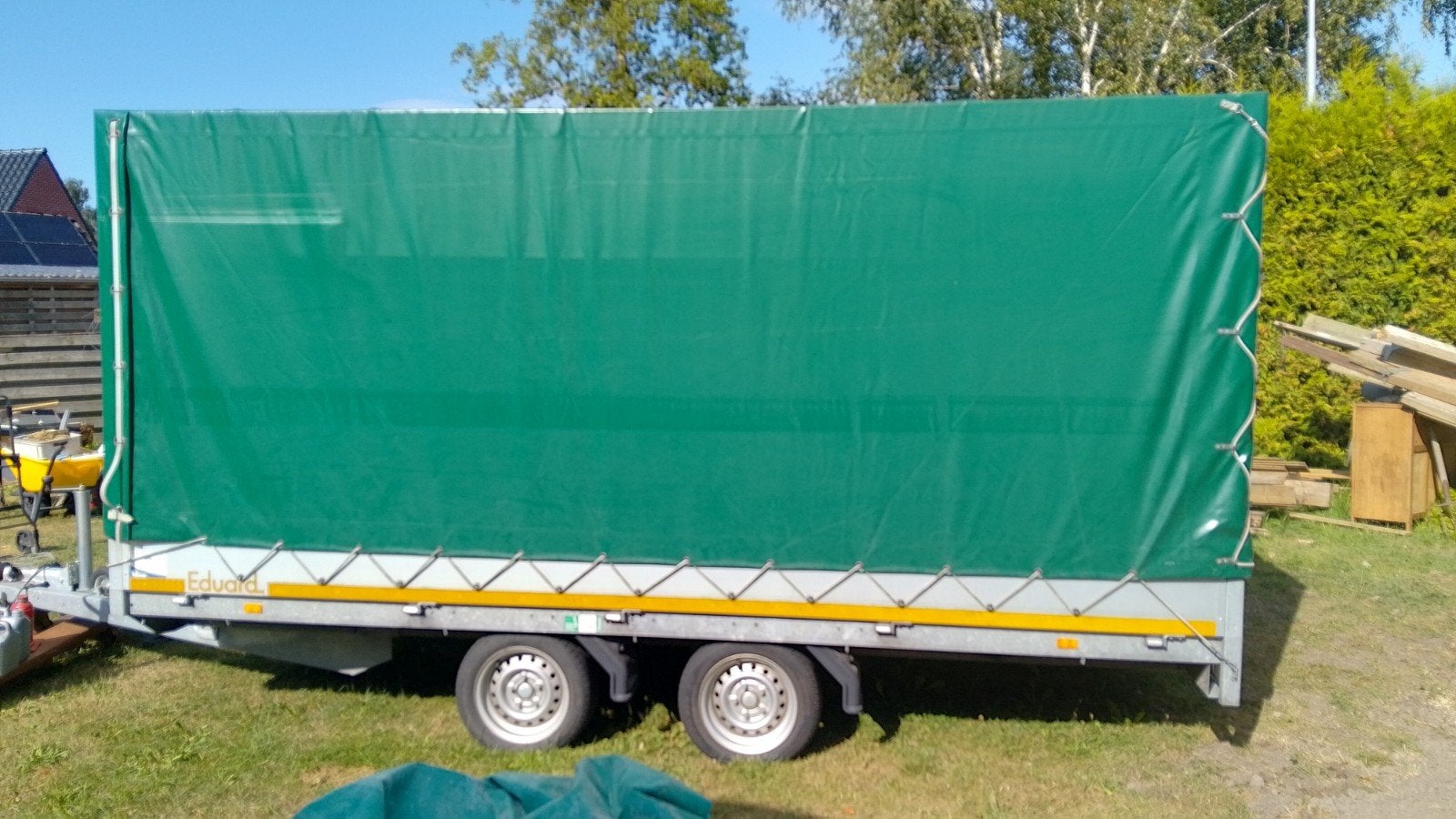 Eduard plateauwagen 405x180x180 cm met huif, Ophalen, Zo goed als nieuw