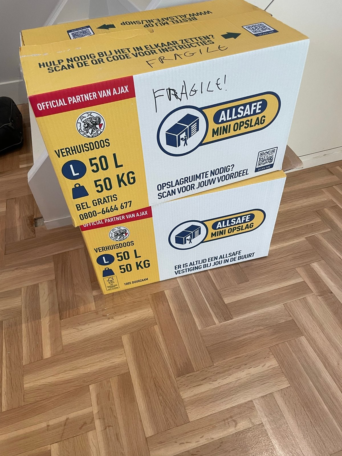 Verhuisdozen Allsafe Mini Opslag (L, 50L, 50kg), Ophalen