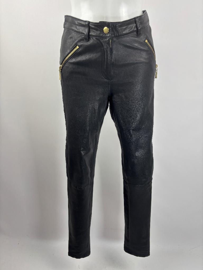 GINGER Zwart stretch leer broek  Maat M - 38, Kleding | Dames, Broeken en Pantalons, Maat 38/40 (M), Zwart, Ginger, Ophalen of Verzenden