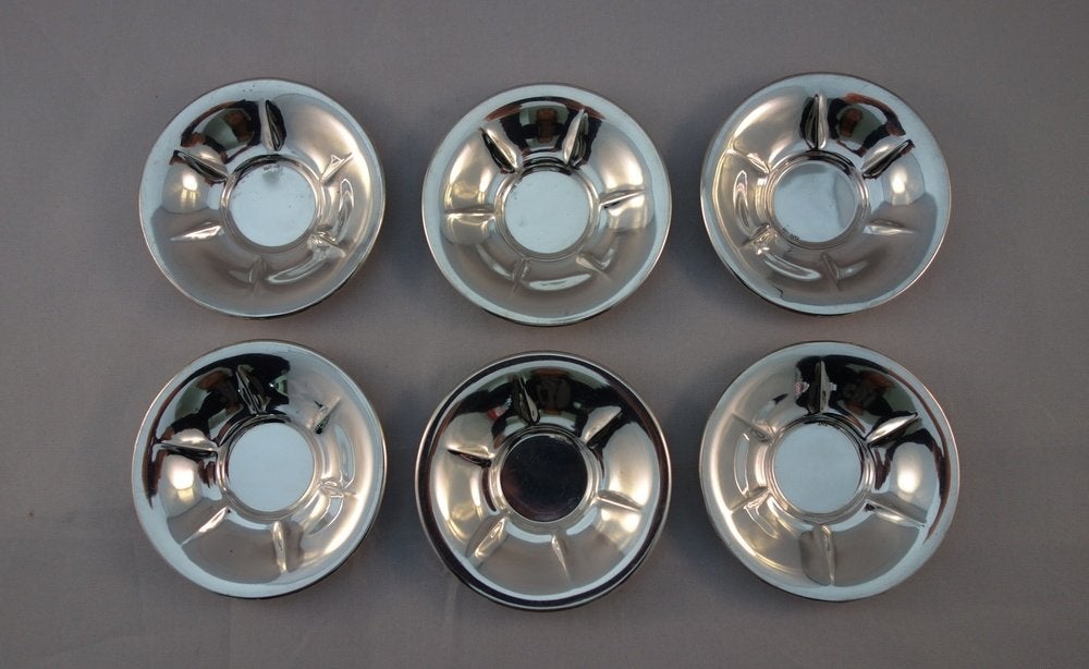Set van 6 Ned. Zilveren Mini Bonbon Schaaltjes - Art Deco, Ophalen of Verzenden