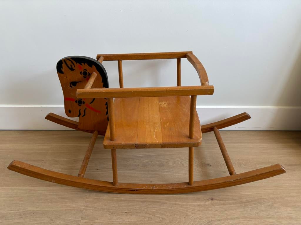 Vintage houten hobbelpaard, Ophalen, Gebruikt, Jongen of Meisje