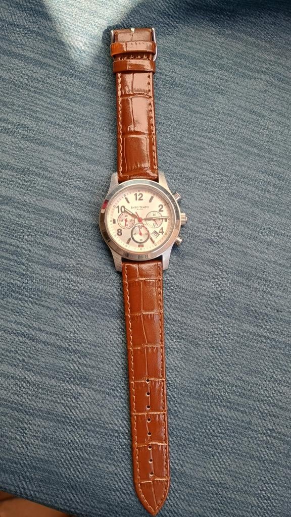 Enzo Tempo horloge - Zakelijke uitstraling, als nieuw!, Sieraden, Tassen en Uiterlijk, Horloges | Heren, Overige merken, Leer