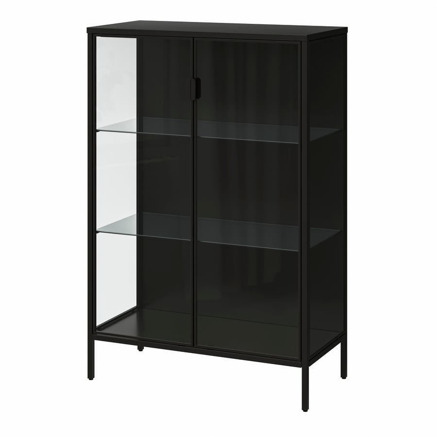 IKEA Vitrinekast Zwart - Zo goed als nieuw, Huis en Inrichting, Kasten | Vitrinekasten, Ophalen, Minder dan 50 cm, Zo goed als nieuw