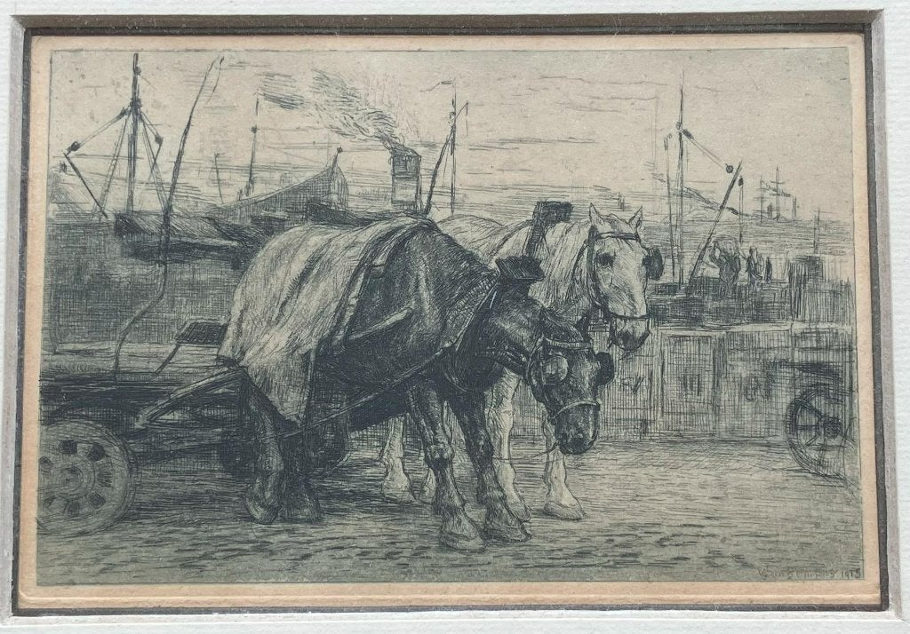 Ets van Waalko Jans Dingemans (Sr.) (1873-1925), Antiek en Kunst, Verzenden, Ets, Ingelijst