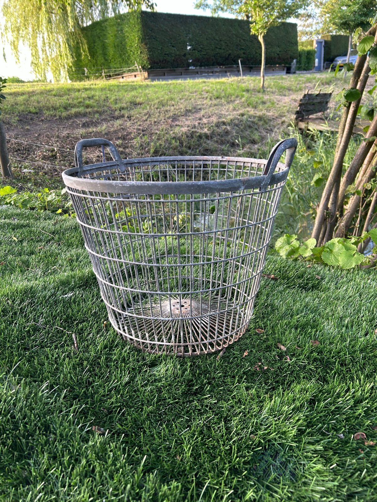 Vintage metalen wasmand/opbergmand, Ophalen of Verzenden