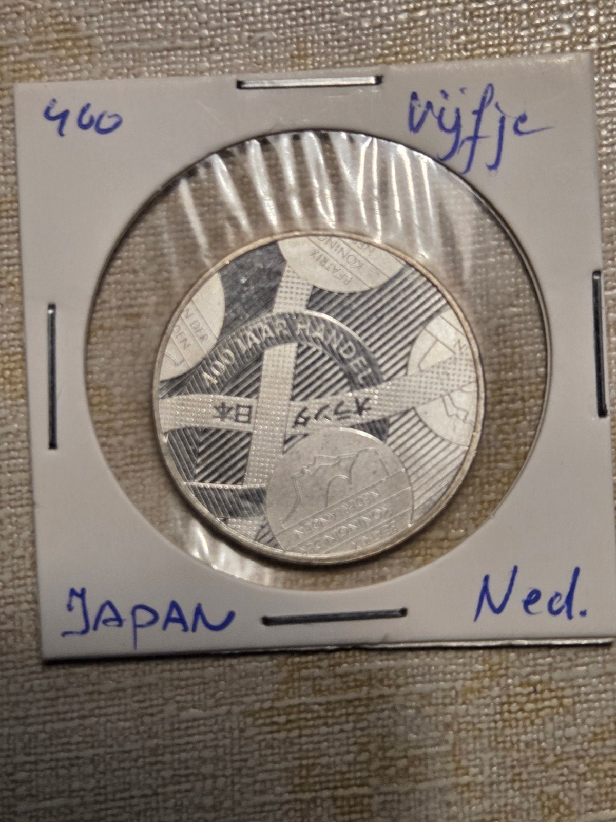 Nederland Japan 400 jaar handel 5 euro munt 2009, Postzegels en Munten, Ophalen of Verzenden, Koningin Beatrix, Euro's