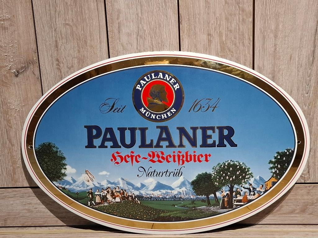 Emaillebord Paulaner, Verzamelen, Biermerken, Nieuw, Reclamebord, Plaat of Schild, Overige merken, Ophalen of Verzenden