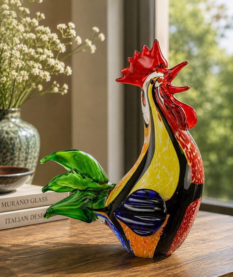 Kleurrijke Glazen Haan Decoratie, Antiek en Kunst, Ophalen of Verzenden