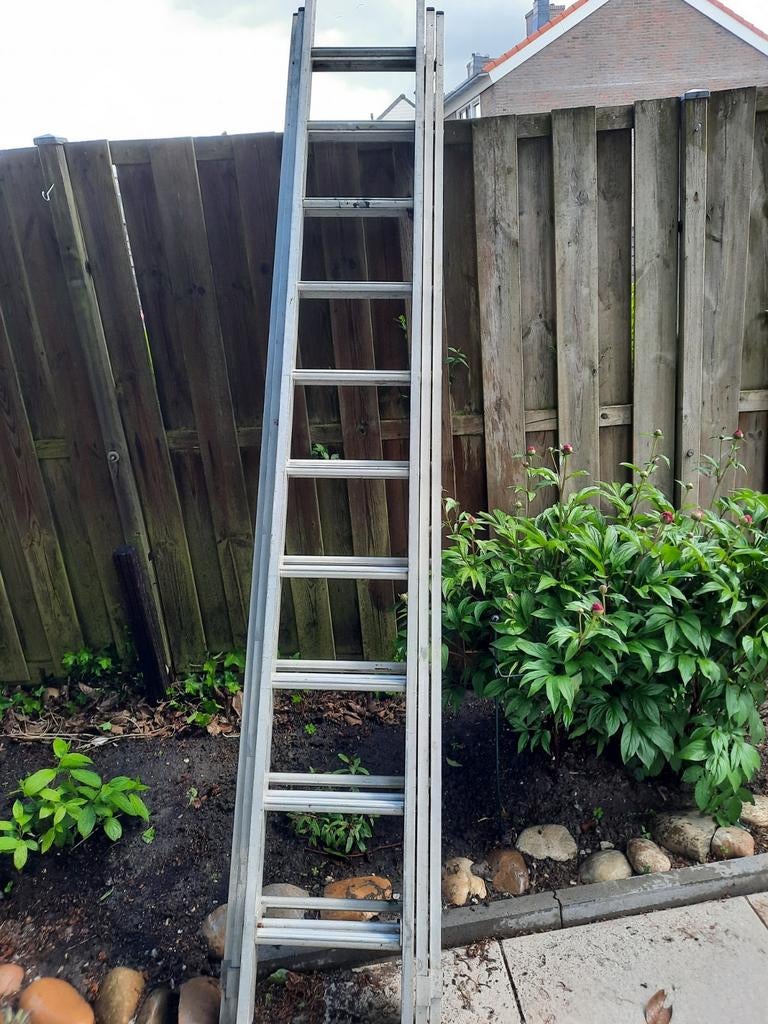 3-delige aluminium ladder 3x10 sporten, Doe-het-zelf en Verbouw, Ladders en Trappen, Gebruikt, Ophalen of Verzenden, Ladder, Opvouwbaar of Inschuifbaar