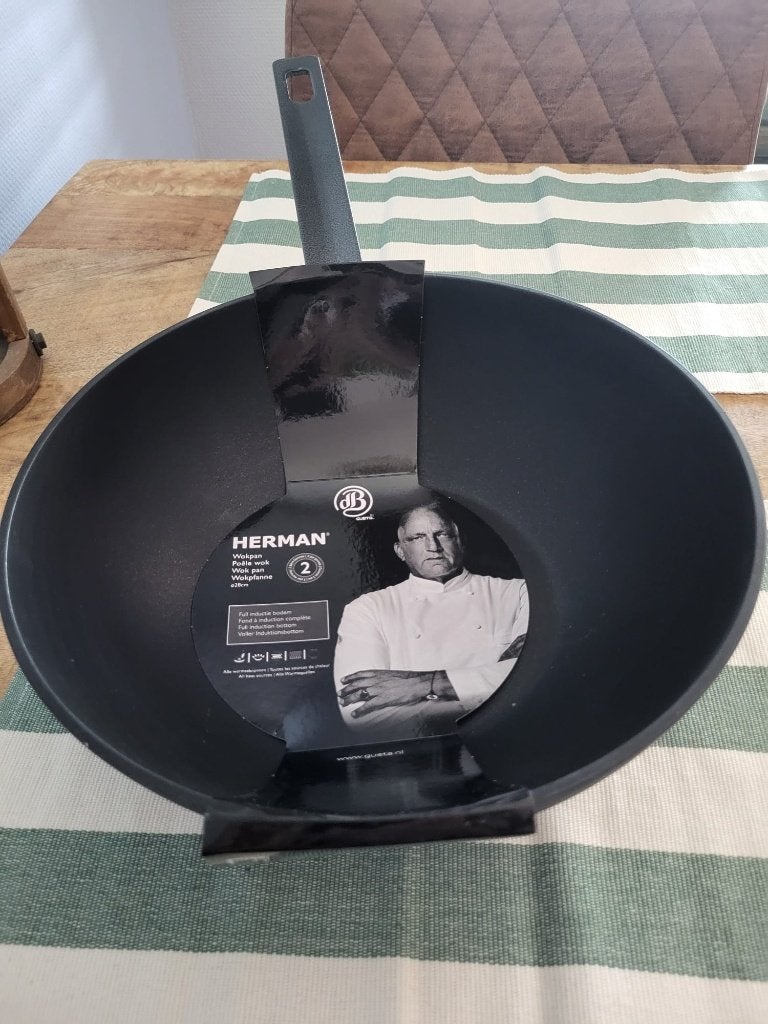 Wokpan 28cm Herman den blijker NIEUW, Ophalen of Verzenden, Nieuw, Rvs, Pannenset
