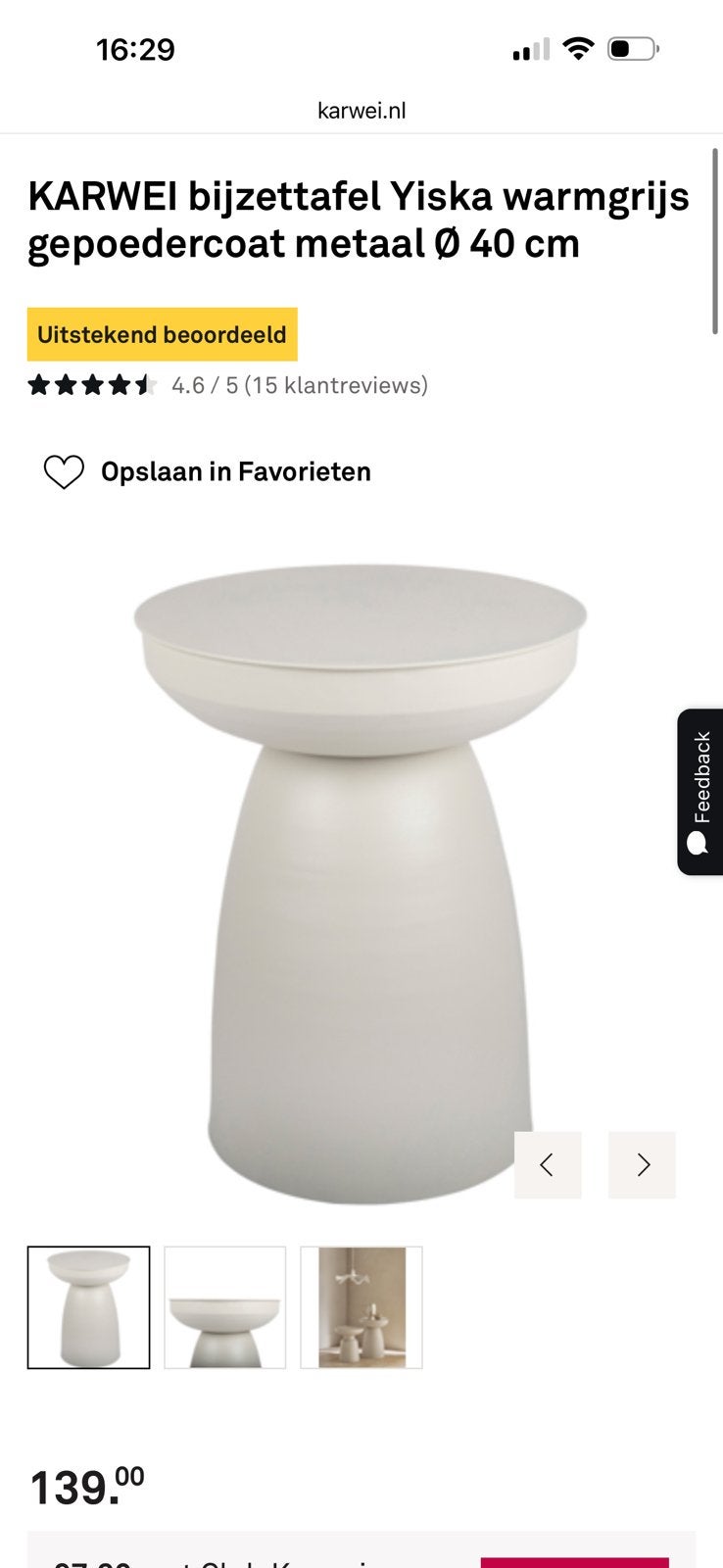 Bijzettafel zo goed als nieuw, Ophalen, Zo goed als nieuw