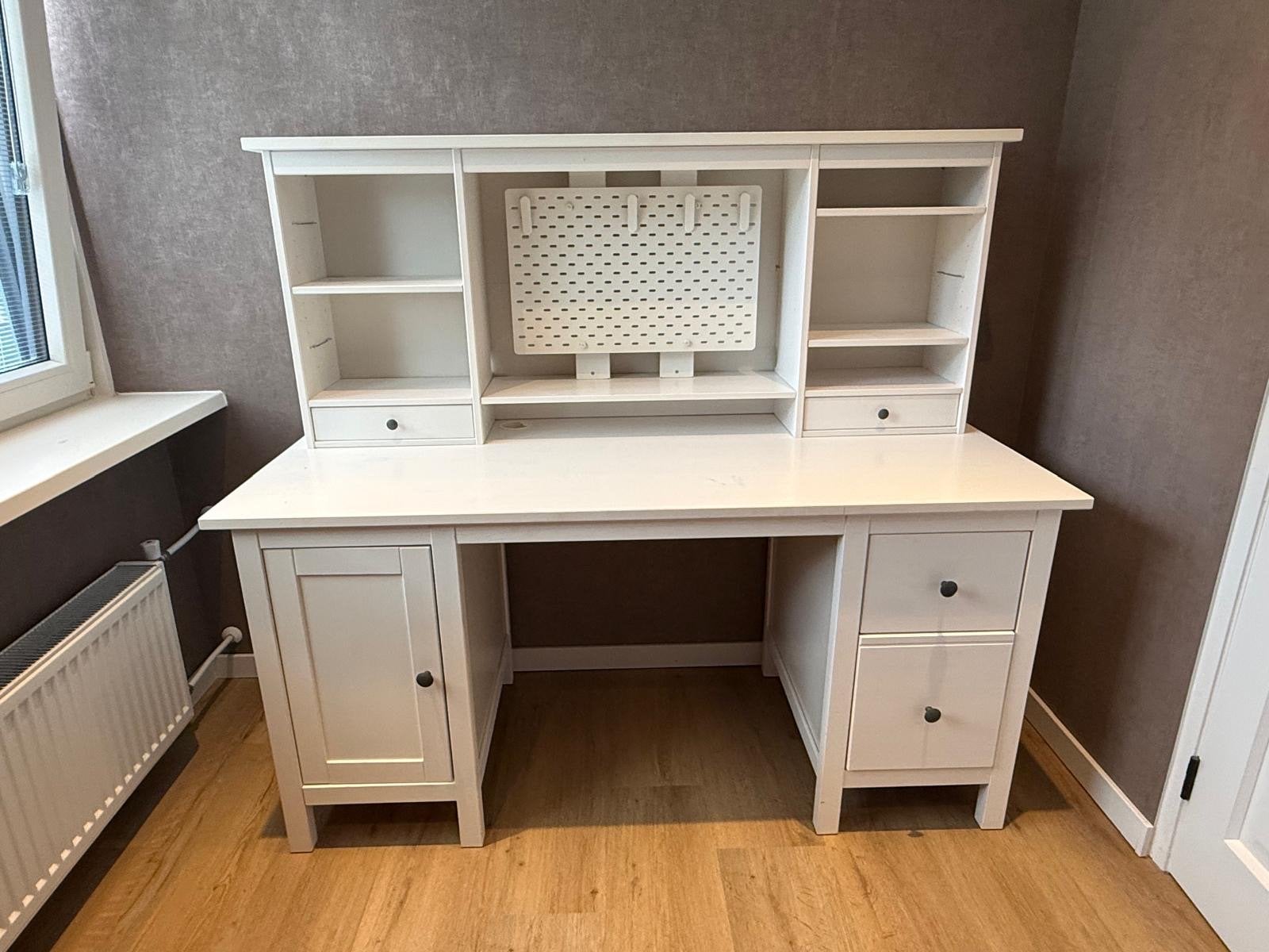 IKEA Hemnes Bureau Compleet met opzetstuk - Wit, Ophalen, Gebruikt, IKEA, Hout