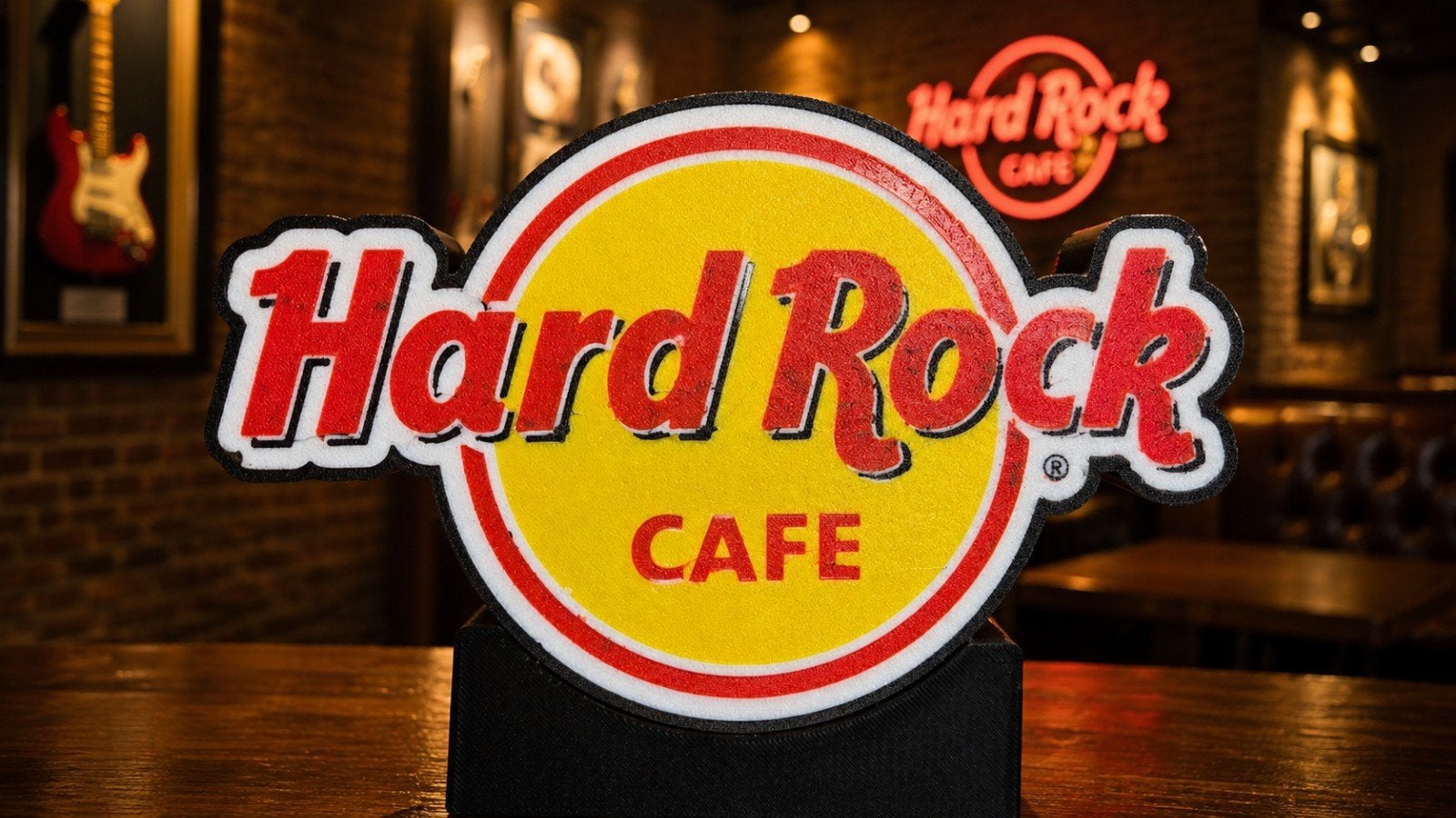 Hard Rock Cafe reclamebak met LED verlichting, Ophalen of Verzenden, Zo goed als nieuw, Lichtbak of (neon) lamp