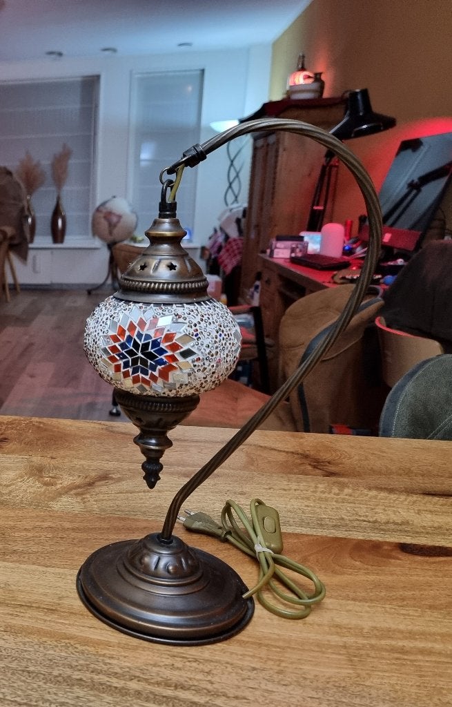 Oosterse Mozaiek Kast- of Tafellampje, Schemerlampje, Meerkleurig, 45 cm, Ophalen of Verzenden, Zo goed als nieuw