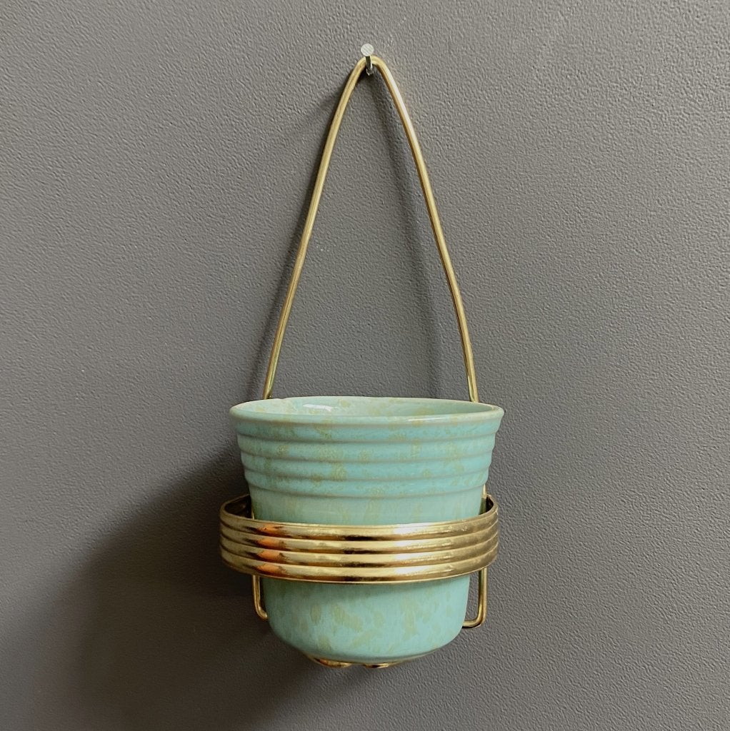50 jaren Bloempot hanger mint groene bloempot met vlekjes, Gebruikt, Rond, Binnen, Ophalen of Verzenden