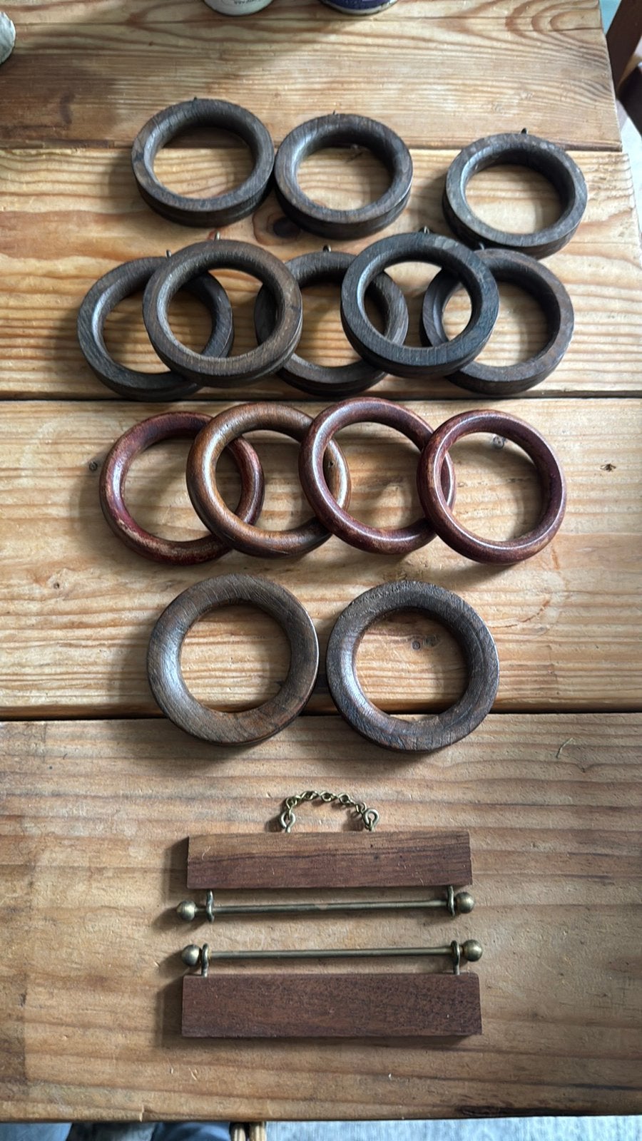 Gordijnringen vintage, Ophalen, Met ringen, Gebruikt, Bruin